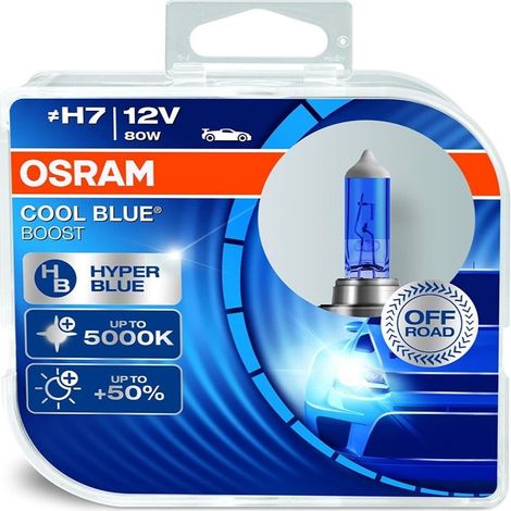Bombilla halógena Osram H7 12V 80W PX26d Cool Blue Boost 5500K / 2 unidades.