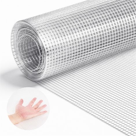 VEVOR Grillage Galvanise Maille Carree Fine 6,3 mm, Grillage Soude en Rouleau 1 x 5 m Diametre de Fil Metallique 0,55 mm pour Cloture de Jardin, Enclos a Poules, Cages a Lapin, Protection de Plantes (1/5)