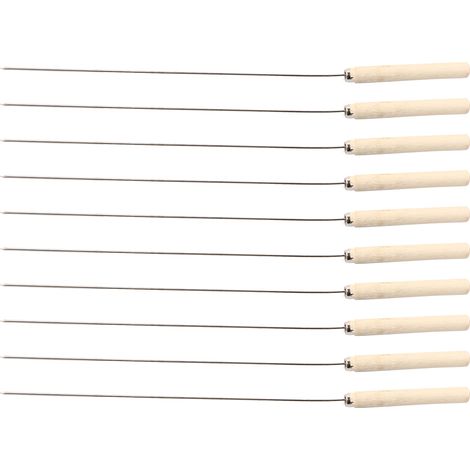 Lot de 10 fourchettes à barbecue en acier inoxydable avec manche en bois