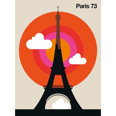 Papier peint panoramique rétro Paris noir & beige Tapisserie panoramique Tour Eiffel orange & rose Papier peint panoramique salon & chambre ado (1/2)