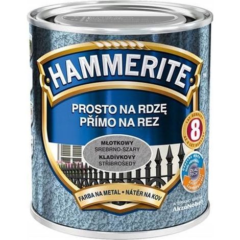 Hammerite Direkt-zu-Rost-Metallfarbe, Hammerschlag, Silbergrau, 0,7 l