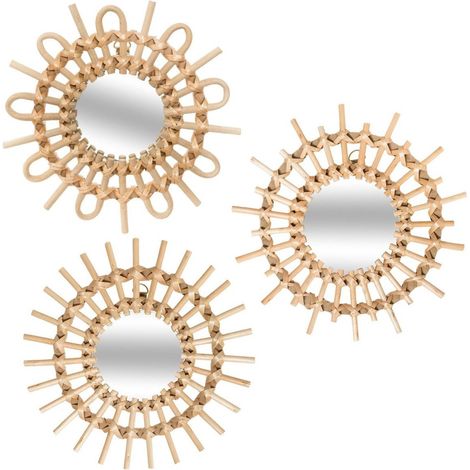 Lot de 3 miroirs rotin soleil D28 (1/5)