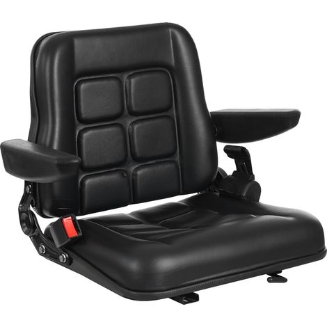 Siège de chariot élévateur, design ergonomique, dossier et accoudoirs réglables, noir (1/2)