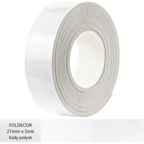Weißes, glänzendes Melamin-Möbelkantenband mit Heißkleber 21 mm (5 m) (1/5)