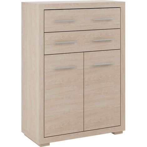 Cómoda Fiomeri 104, Roble Santana, Con cajones y puertas, Número de cajones: 2, 123x88x41cm