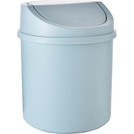 Mini cestino da scrivania con coperchio - piccolo contenitore tubolare per casa e ufficio (blu) (1/5)