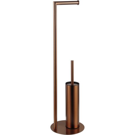 FugaFlow Eccelente Porte-rouleau de toilette sur pied avec brosse de toilette - Cuivre brossé PVD (Cuivre)