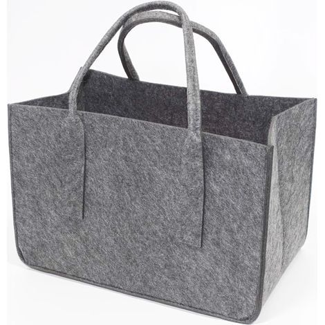 Sac de rangement en feutre, panier à bois de chauffage avec poignées, paniers de rangement en feutre, sacs ouverts multifonctionnels pliables et grands,Gris,50×25×25cm (1/4)