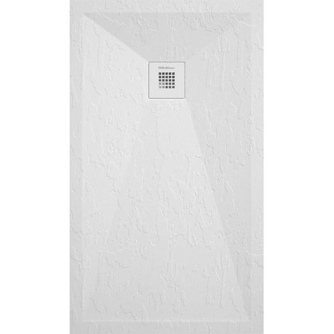 Receveur de douche blanc finition ardoise Stone Plus, grille de couleur - 180 x 90 cm (1/3)