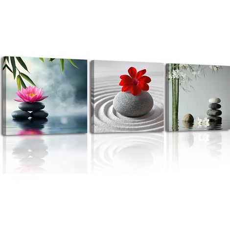 Peinture 3 Parties Apaisant Tableau Murale Decoration, Nature Art Mural Sur Toile, Impression Sur Toile Décoration, Tableau Décoratif Salon Chambre Bureau Cuisine 30X30cm (1/5)