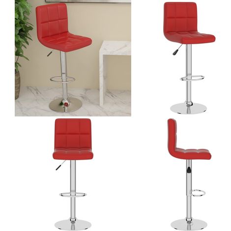 Tabouret de bar Rouge bordeaux Similicuir - Tabouret de bar rouge bordeaux - Tabouret de bar ajustable (1/5)