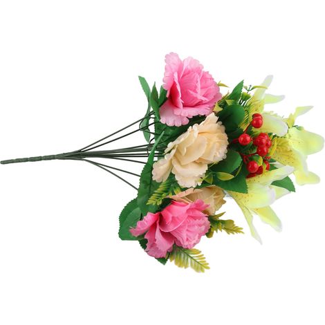 Bouquet de lys et de pivoines artificiels, fleurs artificielles, décoration intérieure pour anniversaires, mariages et rituels. (1/5)