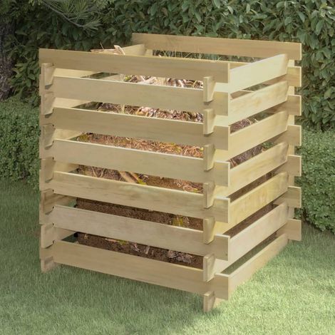 Compostador de listones madera pino impregnada 90x90x90 cm vidaXL (1/5)