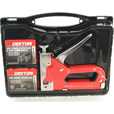 Dekton 3 In 1 Heavy Duty Staple Nail Gun Set Tacker 10 12 14mm with 600 Staples (1/2)