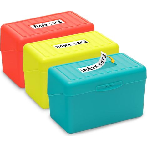 Karteikartenbox 3x5 Zoll, 3er-Set, Kunststoff, mit Deckel (1/5)