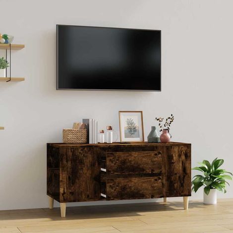 Meuble TV pour Salon - Armoire TV Moderne Chêne fumé 102x44,5x50 cm Bois d'ingénierie BV960256 - BonneVie (1/5)