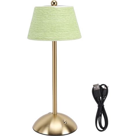 Lampe de table sans fil 1200mAh USB à piles 3 couleurs gradation continue tactile chevet pour chambre salon vert (1/5)