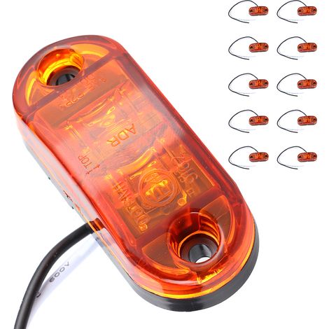 Lot de 10 feux de position latéraux ovales à 2 LED de 6,35 cm (2,5 pouces), ultra-lumineux et étanches, pour voiture, remorque et camion, couleur ambre. (1/5)