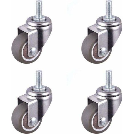 TPE roulette silencieuse roue plate roue universelle 4pcs 1 pouce vis universelle M6 15 (1/4)