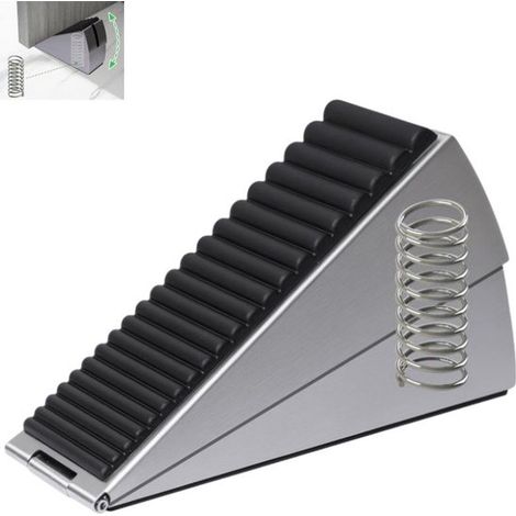 Fermaporta - Supporto per porta - Tampone per porta - Morsetto per porta - Tampone ammortizzatore - Fermaporta a molla - Adatto alla maggior parte delle porte - Argento - 12,84,5 cm
