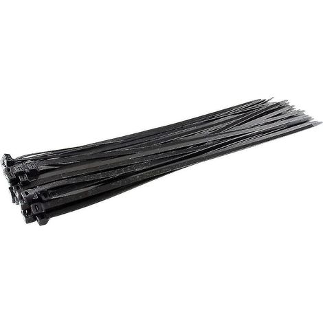 Lange, robuste silberne Kabelbinder, 370 mm x 4,8 mm, 100er-Packung, aus hochwertigem Nylon, 610 mm x 9 mm Reißverschluss, schwarz
