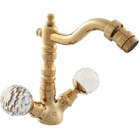 Mélangeur bidet design BRILLANCEen laiton doré et poignée en cristal (1/5)