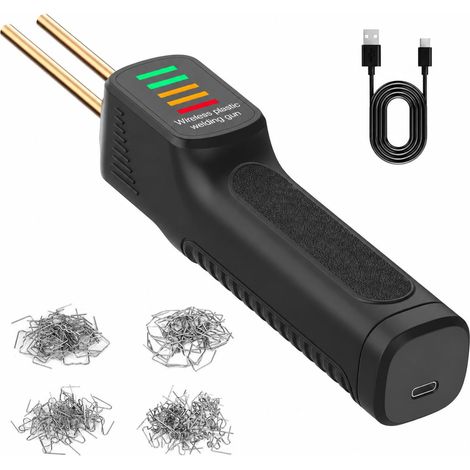 Kit portátil recargable e inalámbrico para soldar plástico, con 200 clips para reparar grietas en parachoques de coche. (1/5)