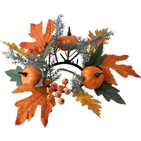 Couronne Pour Bougie - 25 cm - Intérieur Diamètre 7,5 cm - Décor Automnal Festif - Pour Table, Cheminée, Porte - Lot De 1 (1/5)