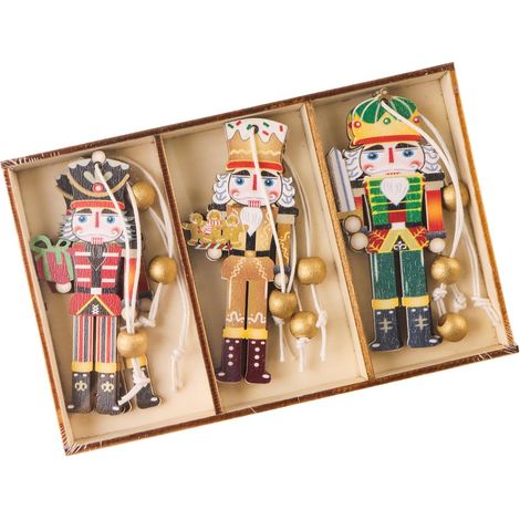 Pendentif Soldat Casse-Noisette En Bois Décoration Suspendue Pour Sapin De Noël Style Traditionnel Et Festif (1/4)