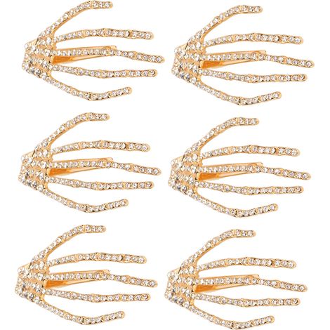 Pince à Cheveux Punk Strass Or Griffe Squelette pour Cosplay Halloween Fête Cadeau (1/5)