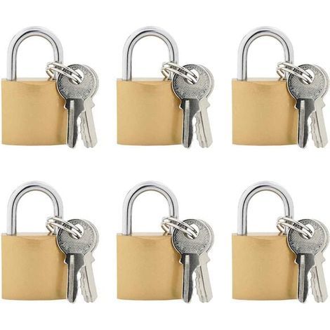Cadenas en forme de U avec 6 clés, en laiton et en fer. (1/5)