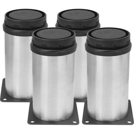 Beyamis Lot de 4 pieds de meuble ronds réglables en acier inoxydable plaqué, 50 x 100 mm, pour canapé ou table basse. (1/5)