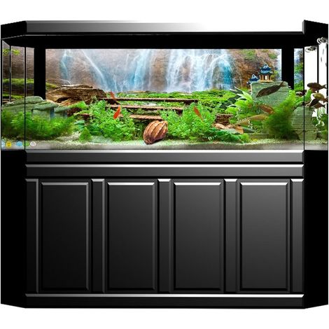 Poster décoratif de fond, peinture, autocollant en PVC, image de paysage pour aquarium, 61 x 30 cm (1/5)
