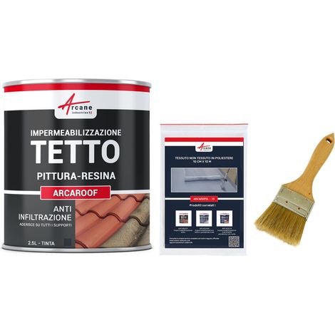 Guaina liquida per tegole, Resina impermeabilizzante per tegole - ARCAROOF PACK - 2,5 L (fino a 1,5 m²) Ardesia - ARCANE INDUSTRIES