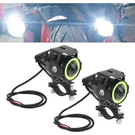 (Exclusivité Meikeduo) Phares LED 12-80 V pour moto avec feux de position clignotants Angel Eye (vert) - Une paire