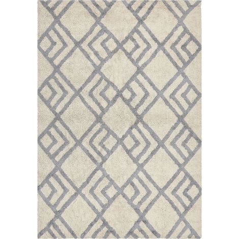 Tappeto cotone stile tradizionale 160 x 230 cm motivo geometrico beige e grigio Nevsehir
