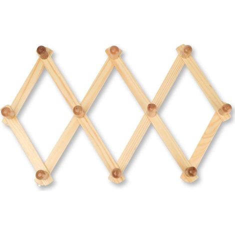 Porte-manteau Mural en Bois Extensible, Design Accordéon avec 10 Crochets pour Casquettes, Sacs, Chapeaux, Écharpes, Tasses, Serviettes et Parapluies (1/5)