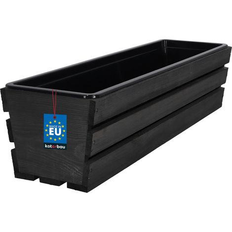KOTARBAU® Jardiniere Extérieur - Bac à Fleurs - avec Insert Plastique - Jardiniere Rectangulaire - 60x18x15 cm - pour Terrasse - Jardin - Décoration Extérieure - Anthracite (1/4)