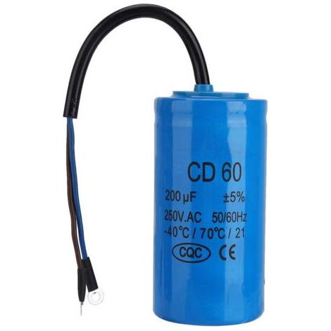 Condensateur CD60 150uF 250V AC 2 bornes 50Hz/60Hz Film polypropylène Aluminium Démarrage moteur compresseur d'air Bleu (1/5)
