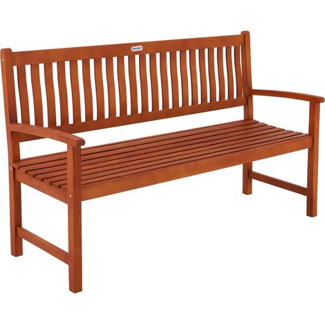 CASARIA® Maxima 3 Seater Wooden Garden Bench FSC® Certified Eucalyptus Wood 152x55x92cm Outdoor Furniture Armrests & Backrest Patio Deck Balcony Weather-Resistant 480kg Load Capacity (1/5)
