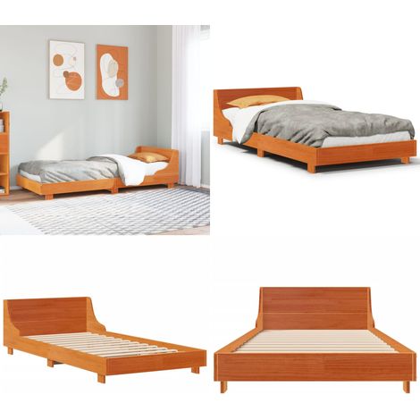 Massivholzbett ohne Matratze Wachsbraun 100x200 Kiefernholz - Holzbettrahmen - Kiefernholzbett - Doppelbett - Bettkasten - Massivholzbette - Home & Living (1/5)