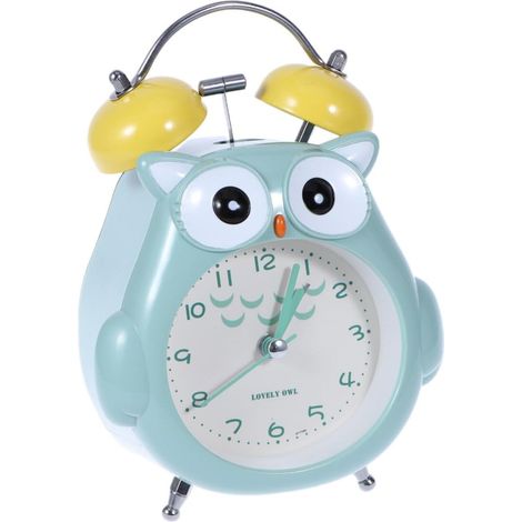 Horloge de Bureau Réveil Hibou Créatif en Plastique Vert Alarme (1/5)