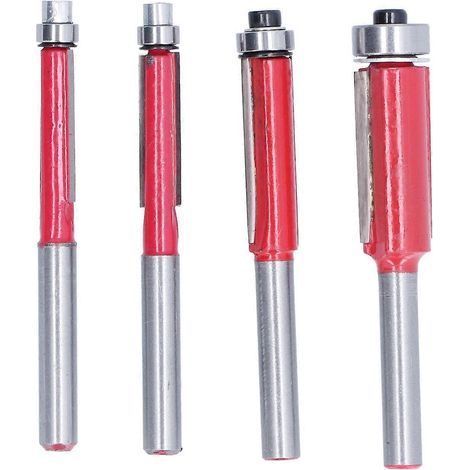 4-teiliges Set Bündigfräser, 1/4"-Schaft, Kugellager, Schnittdurchmesser: 1/4", 5/16", 3/8", 1/2".