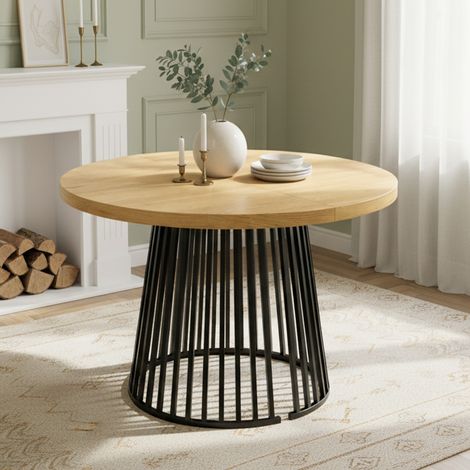 Esstisch ausziehbar MDF eichefarben 100/138/176x100 cm, für 4–8 Personen