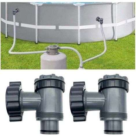 Vanne de Entrée/Sortie pour Compatible avec Coleman, , Bestway, Pompe de Filtre de Piscine Hors Sol, Pièces de Rechange de Pompe de Piscine, pour Tuyau de 38mm Pouces (Lot de 2) (1/3)