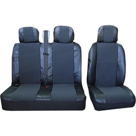 Universelle Sitzbezüge/Polster 2-in-1 für Vordersitze – Schwarz, Textil/Öko-Leder