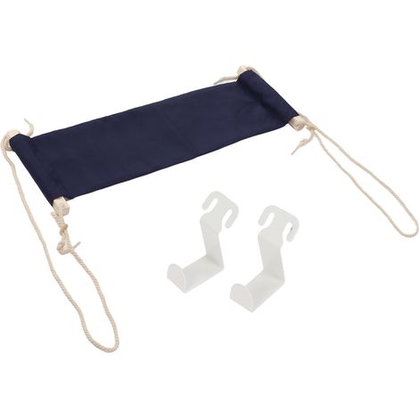 Balançoire pour pieds sous bureau, hamac respirant réglable portable, repose-pieds suspendu bleu, usage bureau et maison. (1/5)