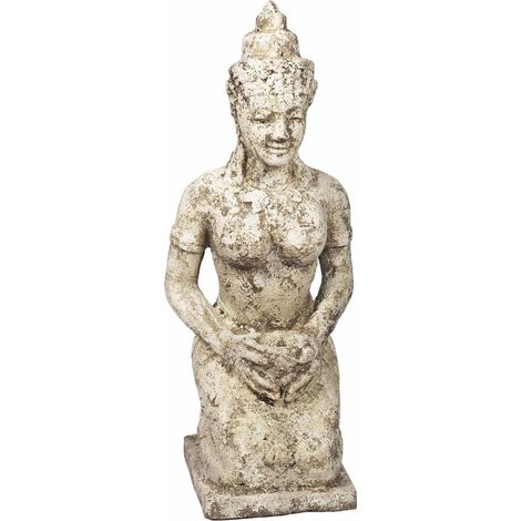 statue femme bouddha terracotta blanc effet vieilli décoratif - blanc vieilli effet patiné (1/3)