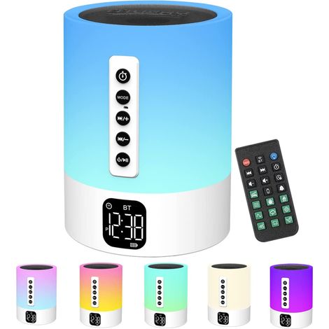 Réveil Enceinte Bluetooth Lampe de Chevet avec Machine à Bruit Blanc,Multifonctionnelle Bruit Blanc Bebe Haut-Parleur Bluetooth Veilleuse Reveil Lumineux Idee Cadeau ado Mère,Fille,Enfant,Ad (1/5)