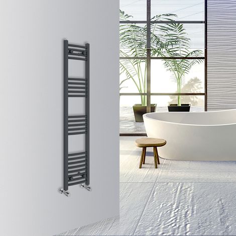 WarmeHaus Curved Bathroom Heated Towel Rail 1400x300mm Anthracite